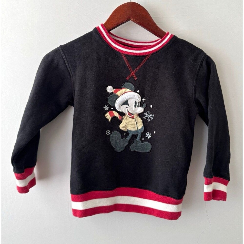 Disney Mickey Mouse Holiday Graphic Crewneck Pullover Sweatshirt Sz 5-6